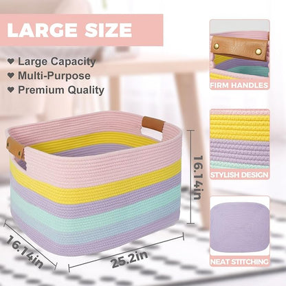 danpinera Large Laundry Basket, 108L Rectangle Woven Baskets - Image 2