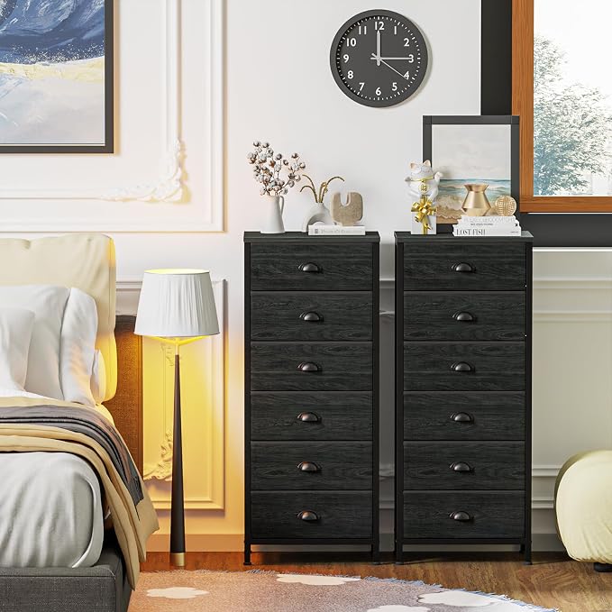 Furnulem Tall Dresser with 6 Drawers, Vertical Bedside End Table & Chest - Image 7