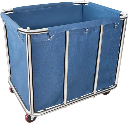 11.35 Bushel Industrial Rolling Laundry Cart, Commercial Laundry Basket by Graywlof