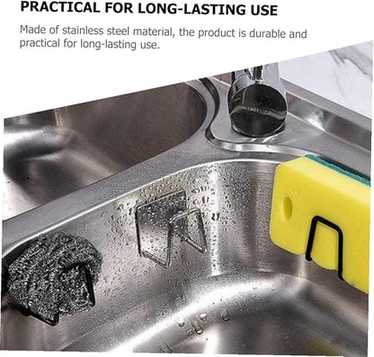Garneck 4Pcs Stainless Steel Kitchen Sink Sponge Holder Sponge and Dishcloth - Image 6