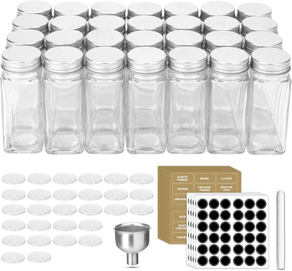 Antimbee 28 Pcs Clear Glass Spice Jars, 3.5 oz Glass spice jar - Image 7