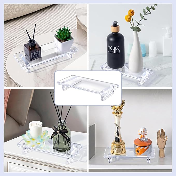 2 Pack Bathroom Tray Countertop Acrylic Vanity Trays Elegant Perfume Trays - Image 3