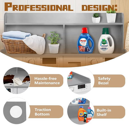 Royxen 2-Tier Washer Dryer Countertop, 19.5"H Wood Washer and Dryer Topper - Image 5