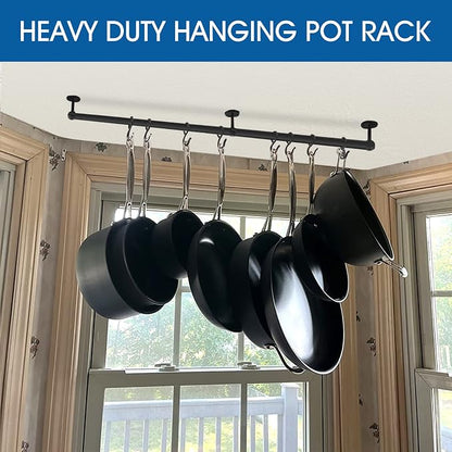 ROTHLEY Hanging Pot Rack Hanger: 39.4 Inch Stainless Steel Pot and Pan Hanger - Image 6