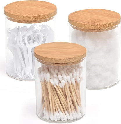 3 Pack Glass Qtip Holder Dispenser Set by BKYFPQ