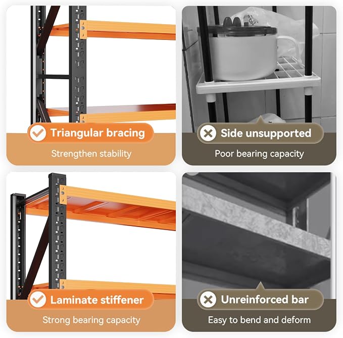 79" H Garage Shelving, 3500LBS Heavy Duty Storage Rack, 4 Tiers Metal Storage - Image 5