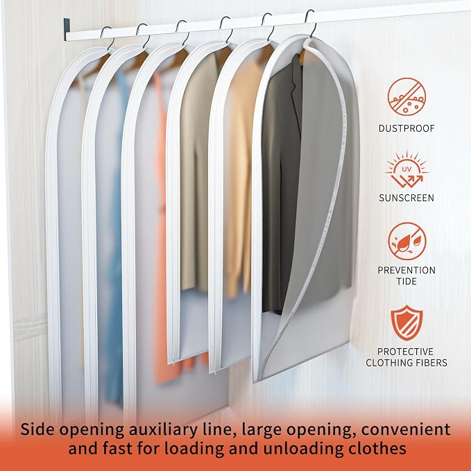 Clear Garment Bags for Hanging Clothes, 48in Dress Clothing Suit Bags Coat for - Image 2