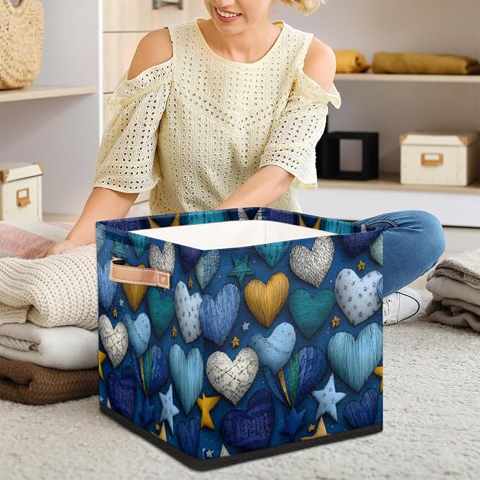 TropicalLife 13x13x13 Inch Large Fabric Storage Cube Vintage Valentine's Day - Image 3