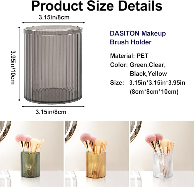 DASITON Makeup Brush Holder Organizer, Acrylic Makeup Brush Cup, Vintage - Image 7