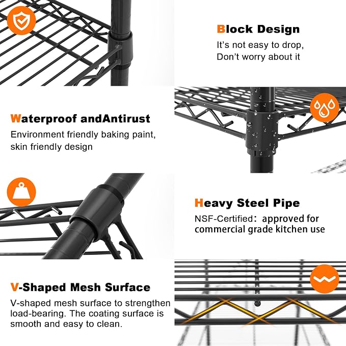 Land Guard 5 Tier Black Storage Racks and Shelving - Image 4