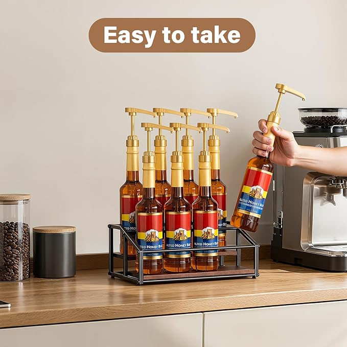 Coffee Syrup Organizer Rack, Liquor Bottle Display Shelf, 2 Tier 8 Syrup - Image 4