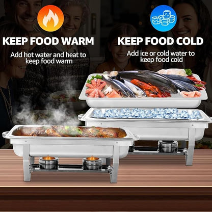 6 pack Chafing Dishes for Buffet of Stainless Steel Food Warmers 9 QT Chafers - Image 6