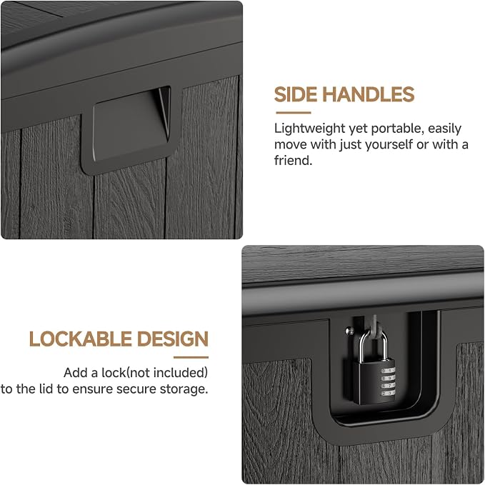 JEKO&JEKO 110 Gallon Outdoor Storage Box, Large Plastic Deck Box - Image 4