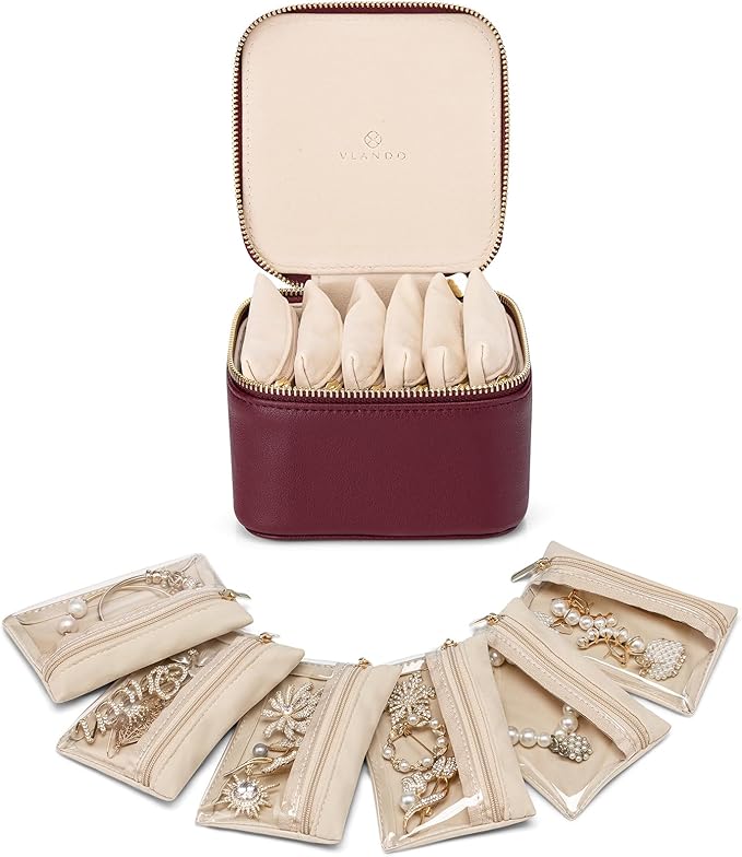 Vlando Small Jewelry Box Organizer, Travel Jewelry Storage by VLANDO