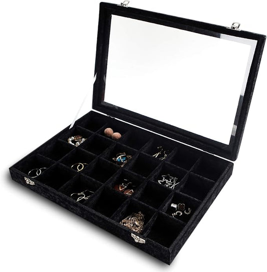 Frebeauty 24 Grid Earring Holder Organizer Tray, Jewelry Organizers and Storage by Frebeauty