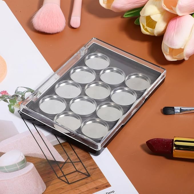 FRCOLOR Magnetic Eyeshadow Palette Case 12 Round Pans and Brush Space-Saving - Image 7
