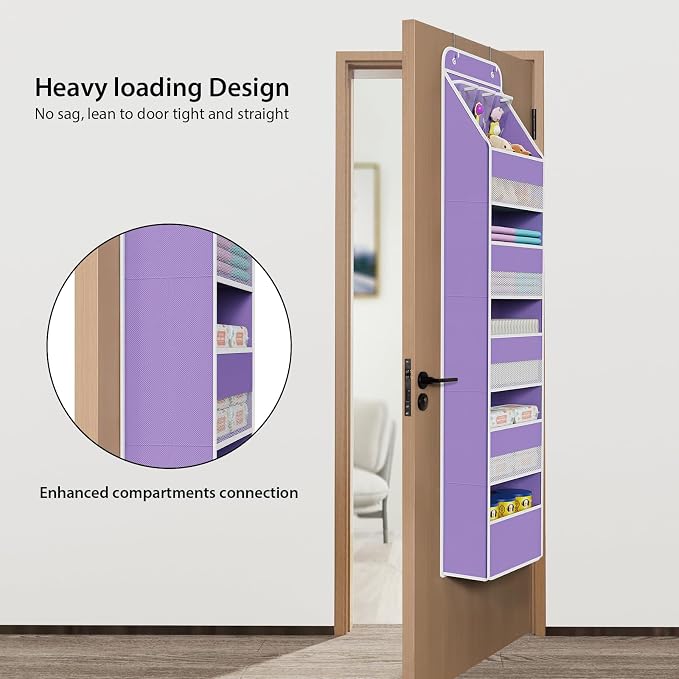 Univivi 6-Shelf Over Door Hanging Organizer Fabric Baby Door Storage - Image 2