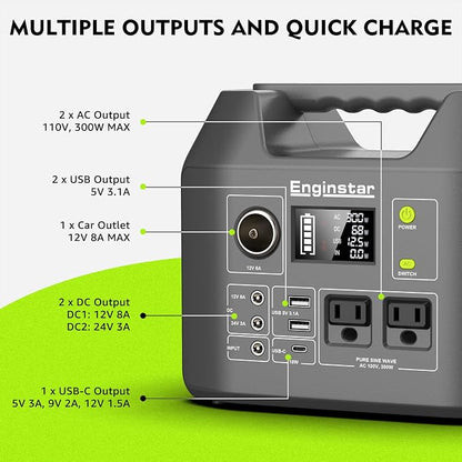 EnginStar Solar Generator, 300W Portable Power Station, 296Wh Lithium Battery - Image 4