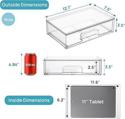 Vtopmart 12.1''W Clear Stackable Storage Drawers, 8 Pack Acrylic Plastic - Image 3