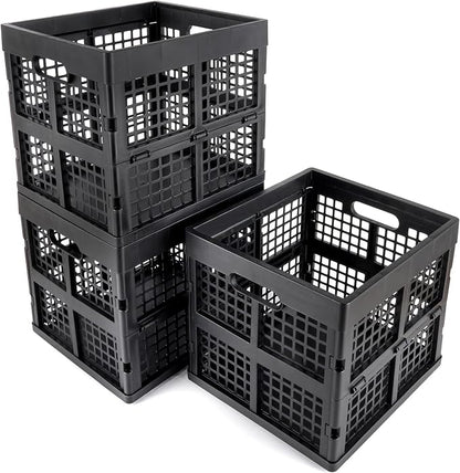 3-Pack Collapsible Plastic Storage Crates, Foldable Crates by Eslite