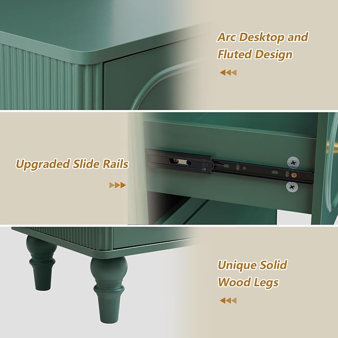 5 Drawer Fluted Dresser for Bedroom Set of 2, Mid Century Modern Chest of - Image 5