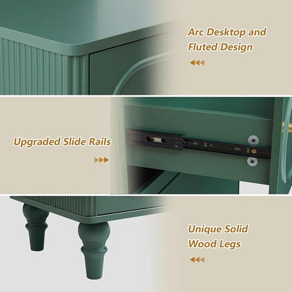 5 Drawer Fluted Dresser for Bedroom Set of 2, Mid Century Modern Chest of - Image 5