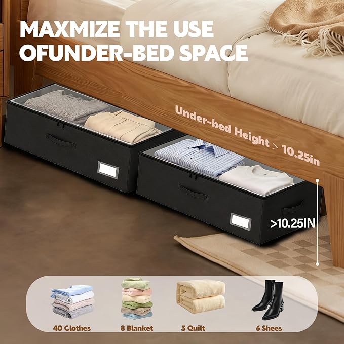 Under Bed Storage with Wheels, No Assemble Required 10 inches Height, Rolling - Image 2