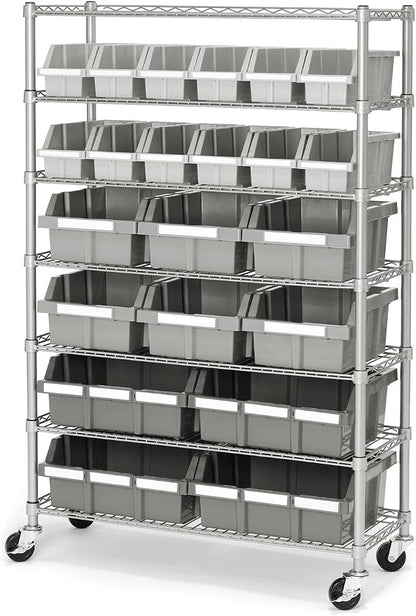 Seville Classics Commercial 7-Tier Platinum/Gray NSF 22-Bin Rack Storage System by SevilleClassics