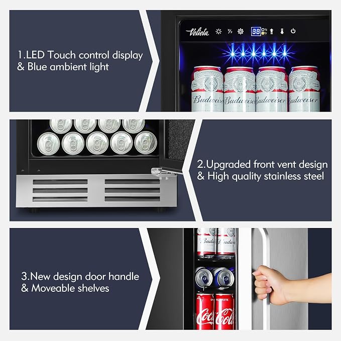 15 Inch Outdoor Beverage Refrigerator Cooler, Stainless Steel 127 Cans Beverage - Image 6