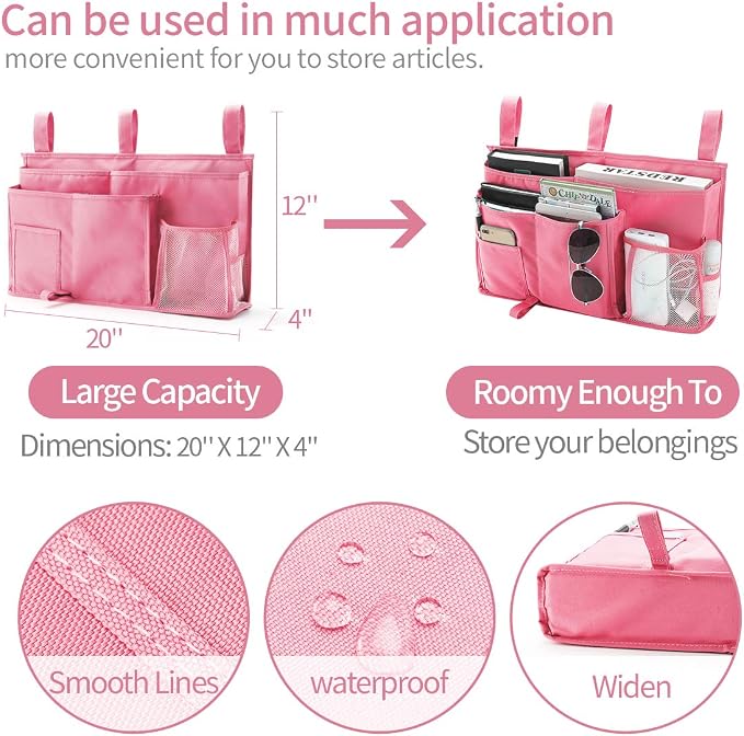 Bseash Bunk Bed Organizer, Bedside Caddy Hanging Bed Organizer Storage Bag 8 - Image 6