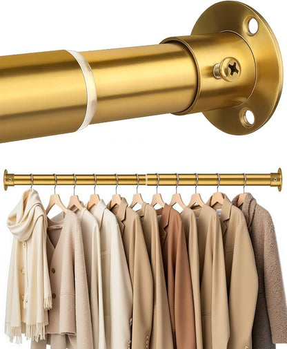Closet Rods for Hanging Clothes, 17-28 Inch Heavy Duty and Stepless Adjustable by CTSZOOM
