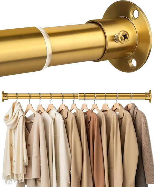Closet Rods for Hanging Clothes, 17-28 Inch Heavy Duty and Stepless Adjustable by CTSZOOM