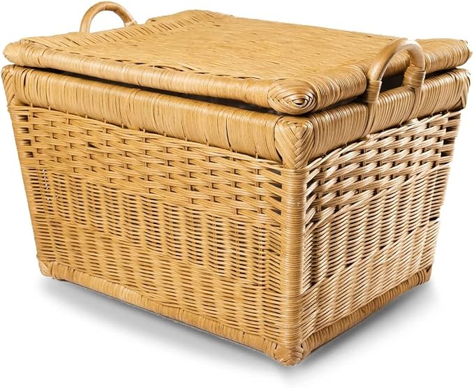 The Basket Lady Lift-Off Lid Wicker Storage Basket, 20 in L x 15 in W x 14 in H by TheBasketLady