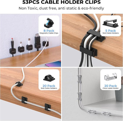 98 Pcs Cable Management Kit, Prevents Cables from Tangling Cable Straps - Image 3