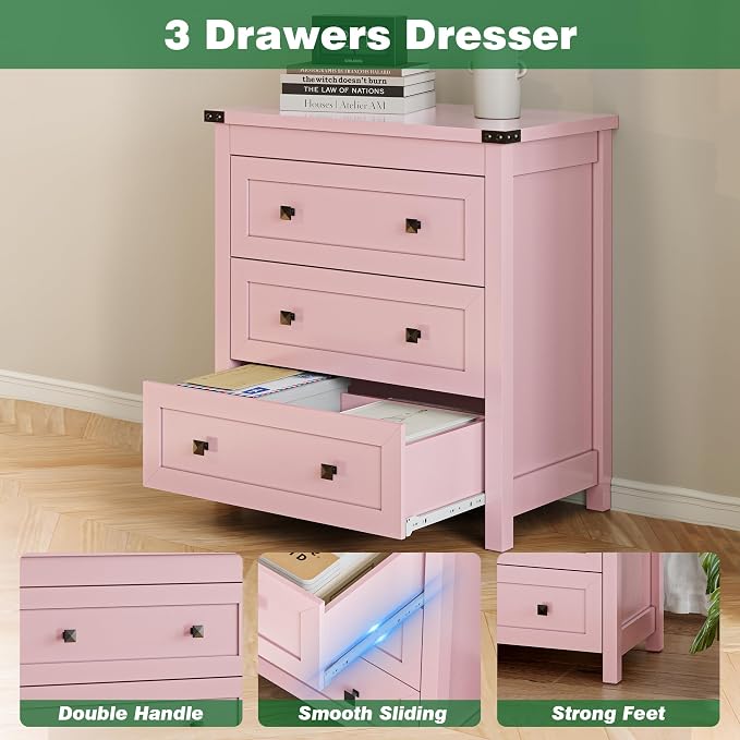 Dresser for Bedroom with 3 Drawers, Small Chests of Drawers, 27.55" Wide - Image 5