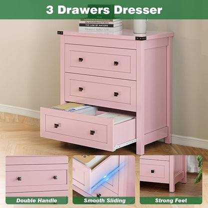 Dresser for Bedroom with 3 Drawers, Small Chests of Drawers, 27.55" Wide - Image 5