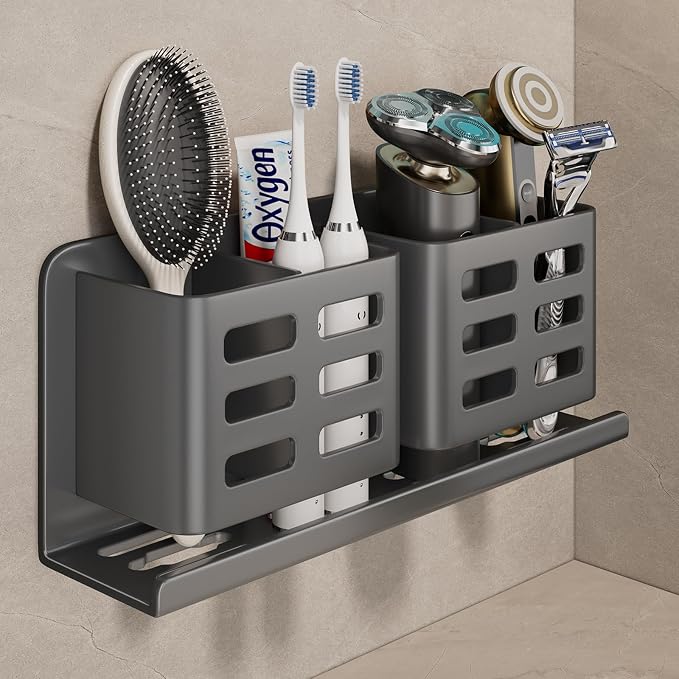 Aluminum Toothbrush Holder Self-Adhesive Hanging Bracket Shower Toothbrush by Unknown