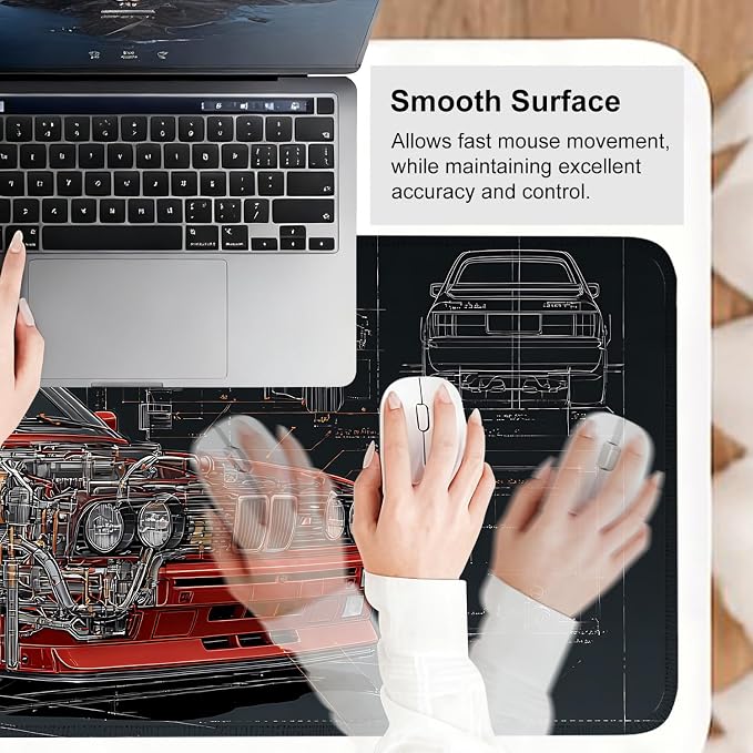 Retro Car Blueprint Mouse Pad – Large Extended Desk Mat 31.5 x 11.8 in – - Image 6