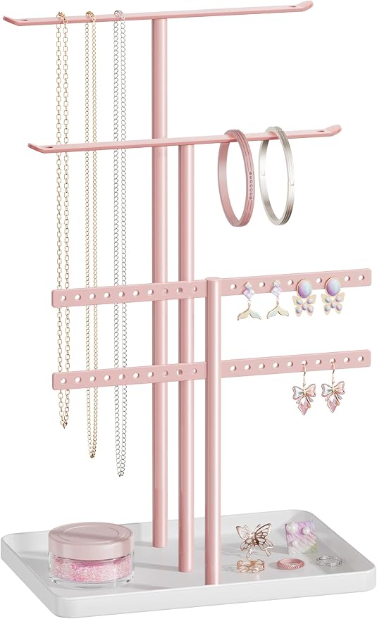 pickpiff Jewelry Holder Organizer, 12.5'' Tall Sturdy Metal Stand, 3-Tier by pickpiff