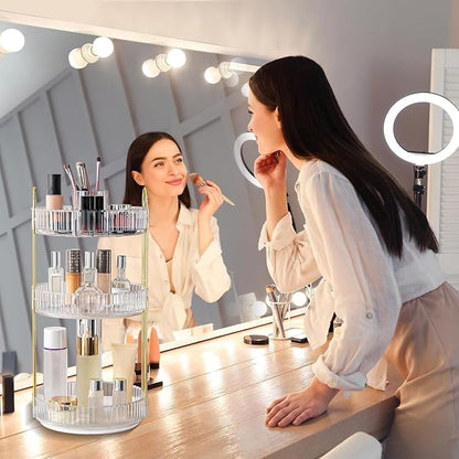 360° Rotating Makeup Organizer, Large-Capacity Skincare Make Up Storage 3 Tier - Image 3