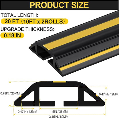 MYFAMIREA 20FT Floor Cord Cover Heavy Duty Cable Cover Protector 3 Channels - Image 2