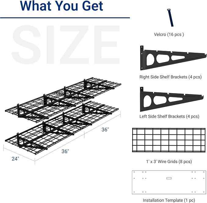 FLEXIMOUNTS 2-Pack 2x6ft Garage Shelving 24-inch-by-72-inch Wall Shelf Garage - Image 2