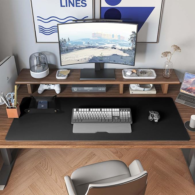 DAWNTREES Dual Sided Desk Mat, Leather Desk Pad, 47.2''x15.8'', Cork Desk Mat - Image 6