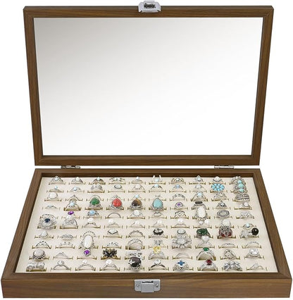 MOOCA 100 Ring Box Jewelry Display Tray, Display Case Accessories Storage Box - Image 3