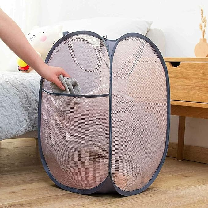 Larpur 2 Pcs Popup Mesh Laundry Baskets, Collapsible and Portable Clothes - Image 7