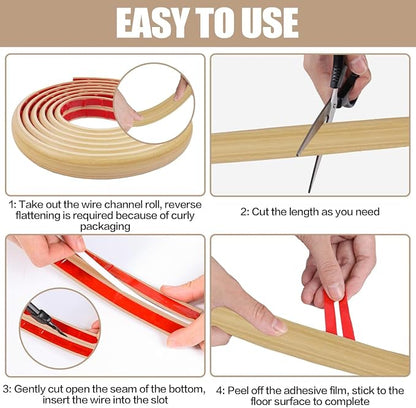 Floor Cord Cover Self Adhesive Cord Hider, 3.3FT Cable Management, Extension - Image 8