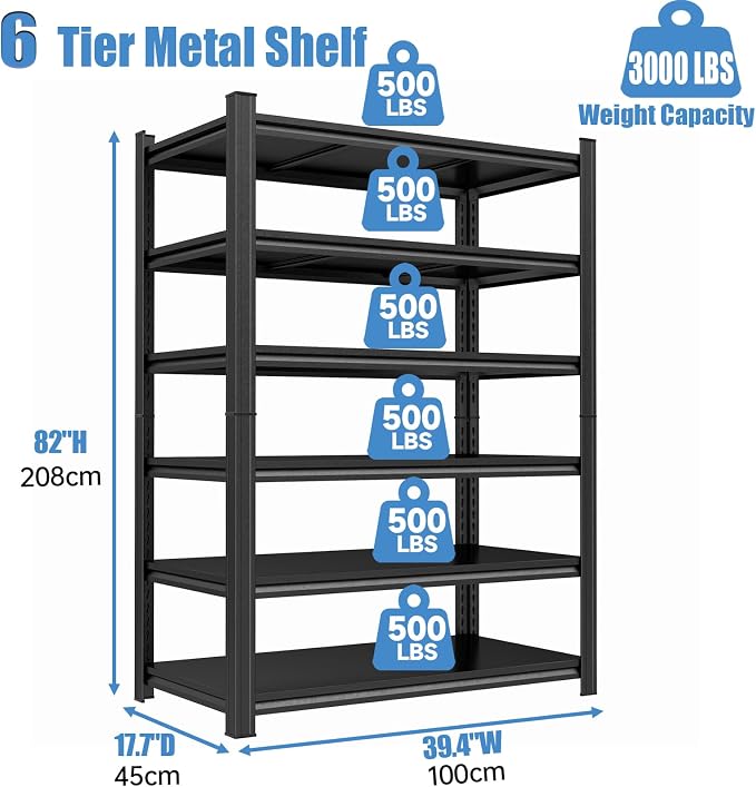 Garage Storage Shelves, 5 Tier Shelving Unit, 40 inch Wide, 18” Deep, 78” Tall - Image 3