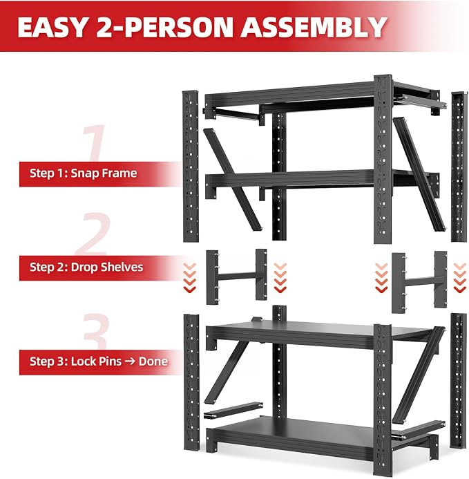 60" W Garage Shelving, 4-Tier Heavy Duty Storage Shelves Unit - Image 7