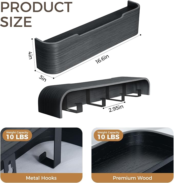 Wall Coat Rack Floating Shelves Modern Coat Rack Wall Mount - Image 2