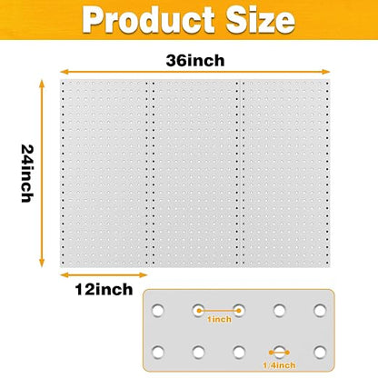 Pegboard Smith Metal Pegboard Panels 12" x 24", 3 Pack Grey Wall Mounted Tool - Image 4
